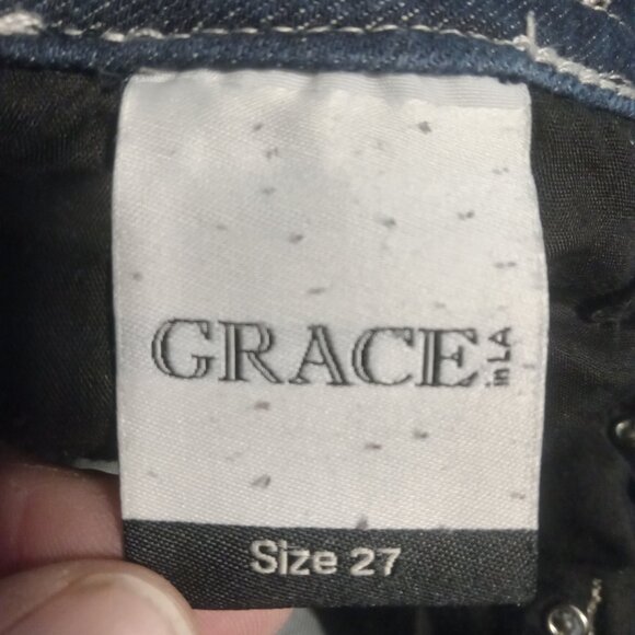 Grace In LA Women's Easy Fit Embellished Sequined Jeans Size 27 - Picture 7 of 8